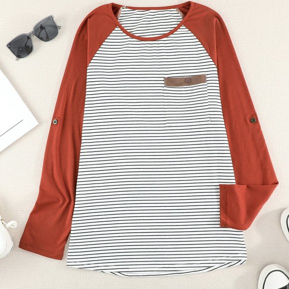 💜 New Stripped Top With Pocket - Picture 7 of 11